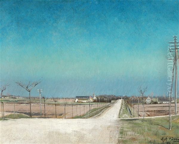 Country Road Leading To Roskilde Oil Painting by Laurits Andersen Ring