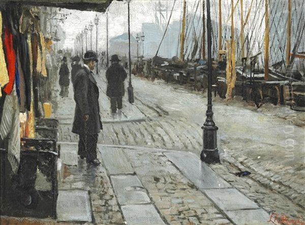 View Of Nyhavn, Copenhagen Oil Painting by Laurits Andersen Ring