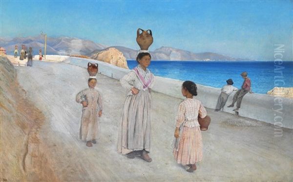 Towards Evening At Terracina Oil Painting by Laurits Andersen Ring