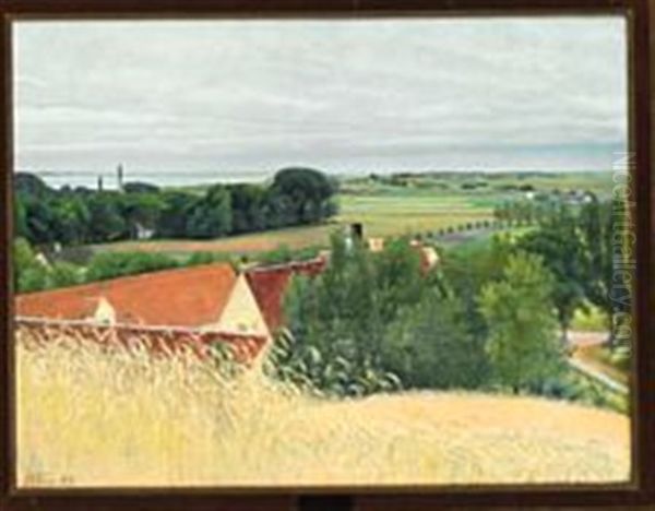 View From The Hills At Frederiksvaerk Oil Painting by Laurits Andersen Ring