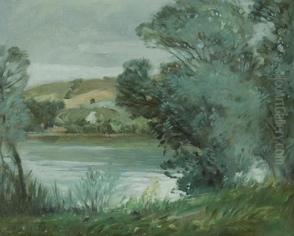 Pond Scene Oil Painting by Carl Oscar Borg