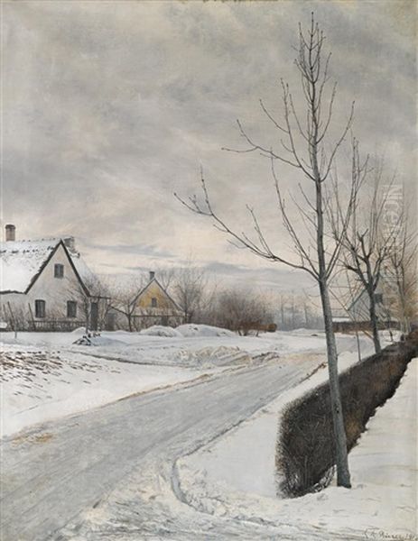 Winter Day Oil Painting by Laurits Andersen Ring