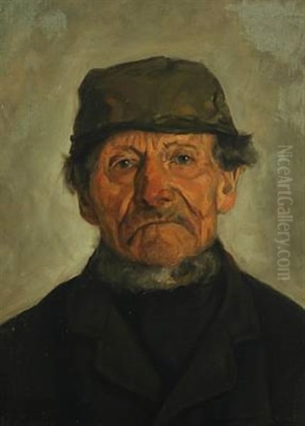 Elderly Man In A Coat And Hat Oil Painting by Laurits Andersen Ring