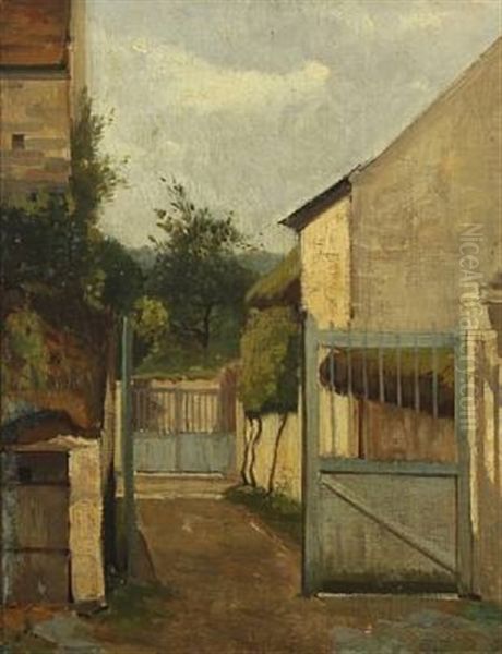 Italian Courtyard Oil Painting by Laurits Andersen Ring