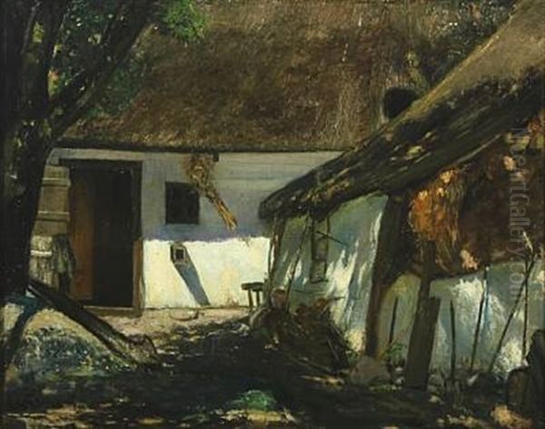 Scenery From A Courtyard Oil Painting by Laurits Andersen Ring