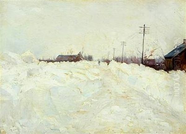 Winterscape With Large Snowdrifts Oil Painting by Laurits Andersen Ring