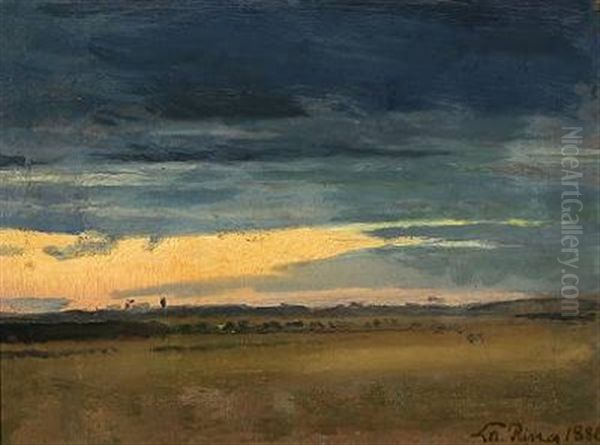 Landskab Fra Naestvedegnen. Efter Solnedgang Oil Painting by Laurits Andersen Ring