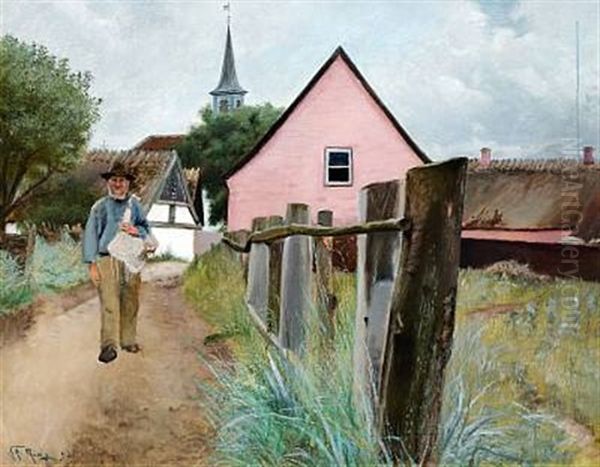 Lodsens Sti. Hornbaek (the Pilots Path In Hornbaek) Oil Painting by Laurits Andersen Ring