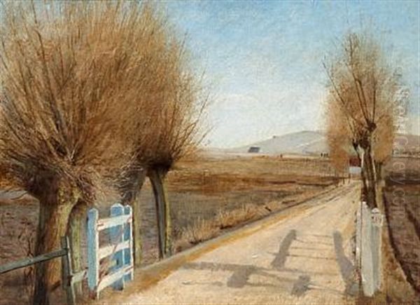 Sunshine On A Road In Early Spring Oil Painting by Laurits Andersen Ring