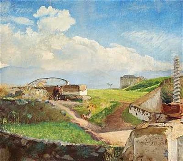 Sluse Ved Pompei Oil Painting by Laurits Andersen Ring