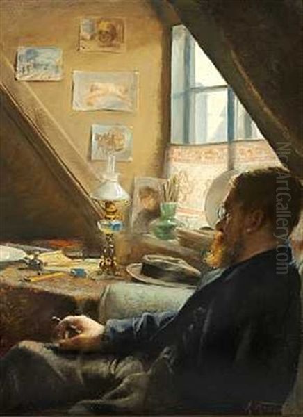 Portraet Af Cand. Jur, Assistent I Overformynderiet Albert Paulsen Oil Painting by Laurits Andersen Ring