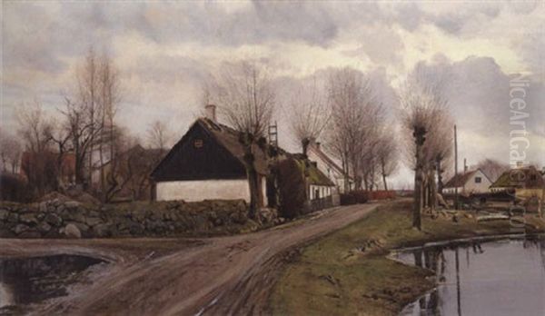 Vej Ved Gadekaeret I Baldersbronde Oil Painting by Laurits Andersen Ring