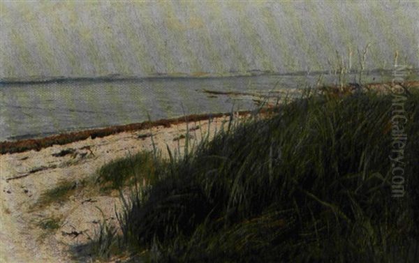 Strandparti Med Lyseblat Hav Og Marehalm Oil Painting by Laurits Andersen Ring