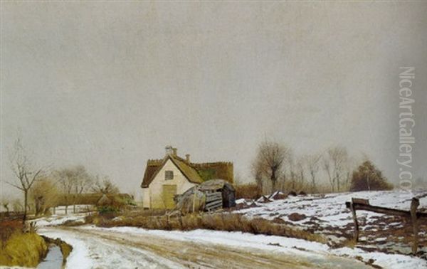 Vinterlandskab Med Sne Oil Painting by Laurits Andersen Ring