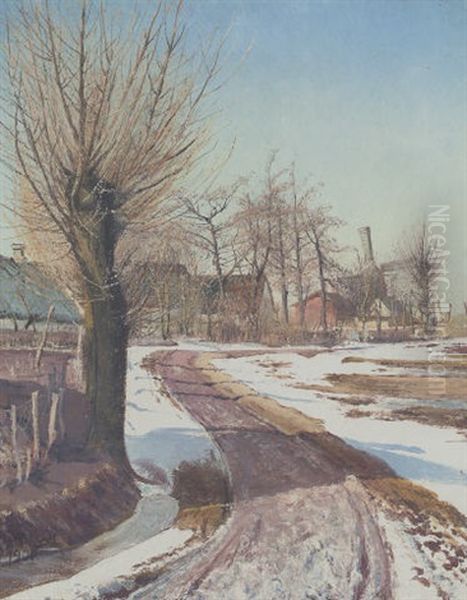 I Marts. Sne. Klar Himmel Oil Painting by Laurits Andersen Ring