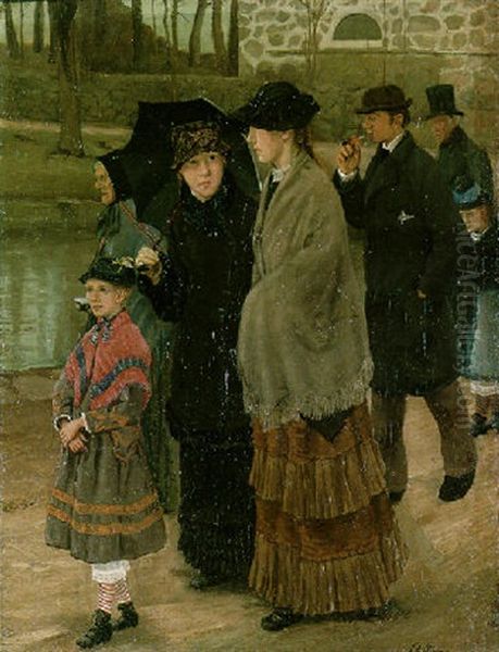 On The Way To Church Oil Painting by Laurits Andersen Ring