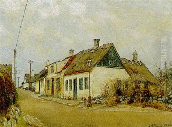 Landsbygade Ved Roskilde Oil Painting by Laurits Andersen Ring