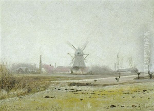 Bispebjerg Molle Oil Painting by Laurits Andersen Ring