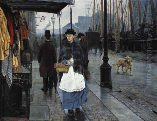 Gadeparti Fra Nyhavn Oil Painting by Laurits Andersen Ring