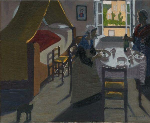 Le Repas Breton 
 The Bretonese Meal Oil Painting by Marius Borgeaud