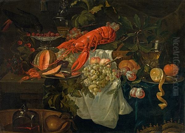 Still Life With Fruit And Lobster Oil Painting by Pieter de Ring