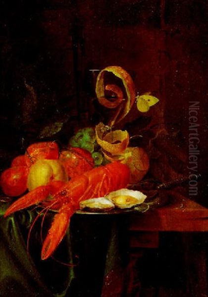 Nature Morte Au Homard Et Verre Oil Painting by Pieter de Ring