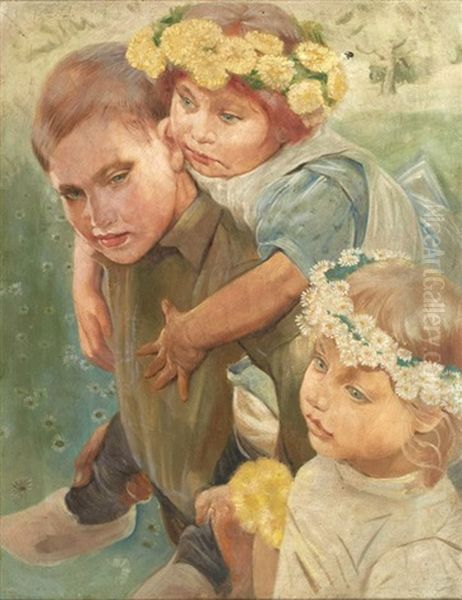 Les Trois Enfants Oil Painting by Paul Rink