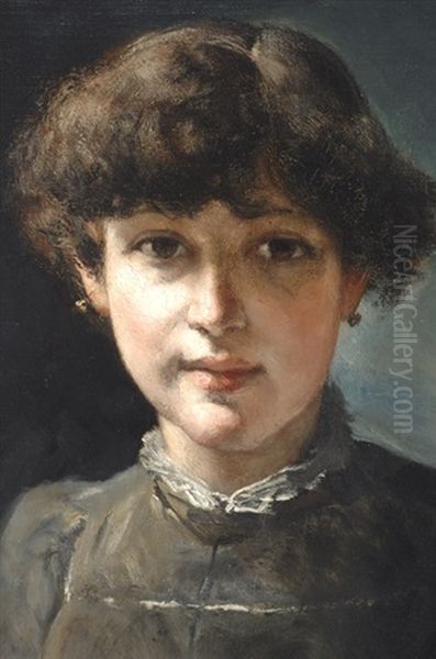 Portrait Of A Young Woman Oil Painting by Paul Rink