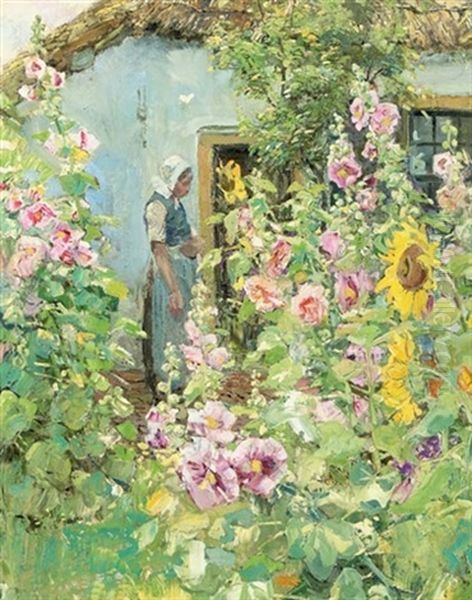 In The Flower Garden Oil Painting by Paul Rink