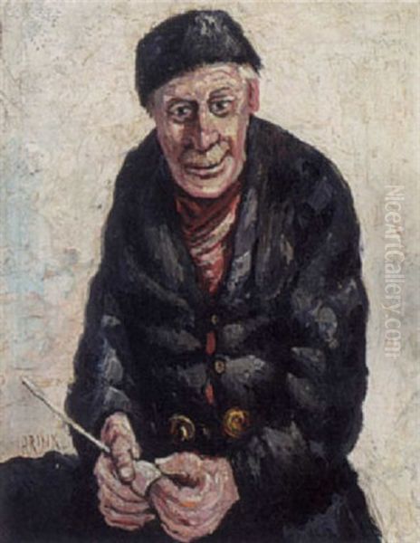 A Volendam Man Stuffing His Pipe Oil Painting by Paul Rink