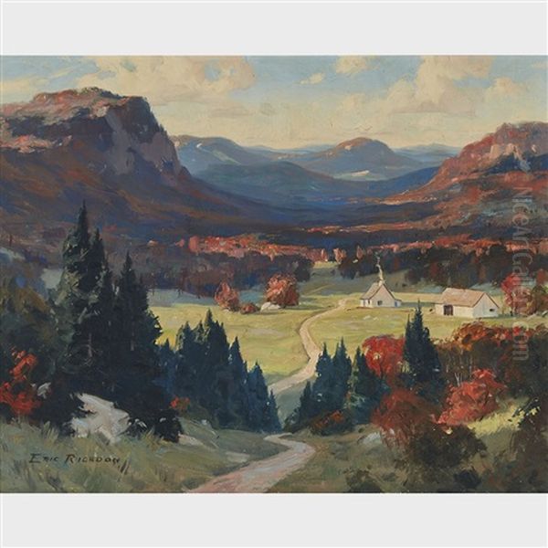 Sunlit Valley Oil Painting by Eric Riordon