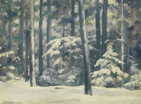 Snow Laden Oil Painting by Eric Riordon