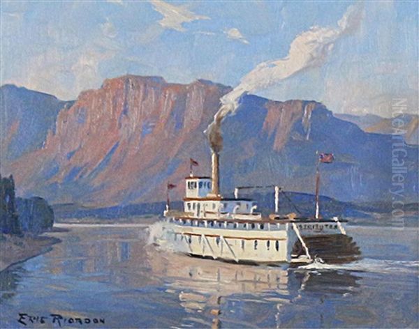 Paddle Steamer Oil Painting by Eric Riordon