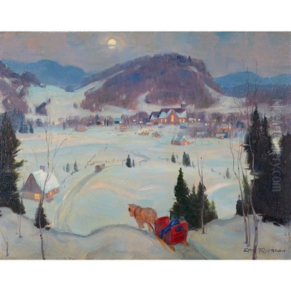 St. Sauveur At Dusk, Christmas Eve Oil Painting by Eric Riordon