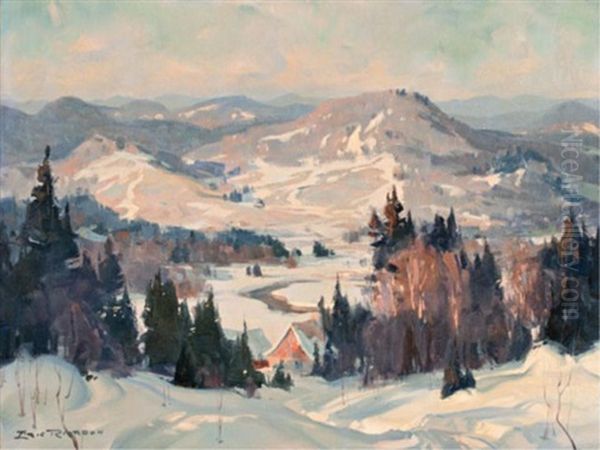 Laurentian View, Winter Oil Painting by Eric Riordon