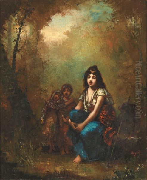 Famille Orientale Dans Un Sous-bois Oil Painting by Frederic Borgella