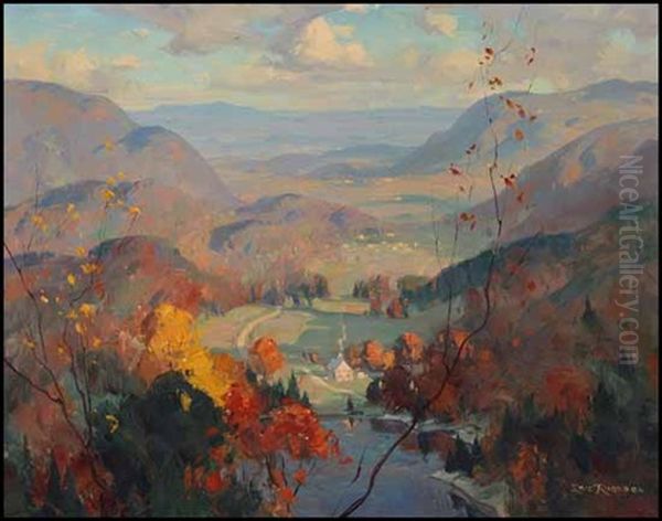 Autumn Afternoon From Mt. Mctaggart, Ste. Adele Oil Painting by Eric Riordon