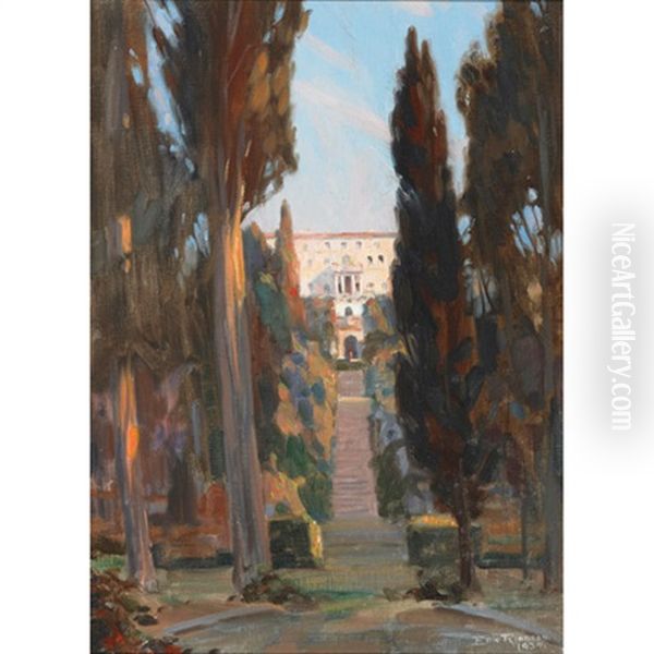 Approaching The Estate Oil Painting by Eric Riordon