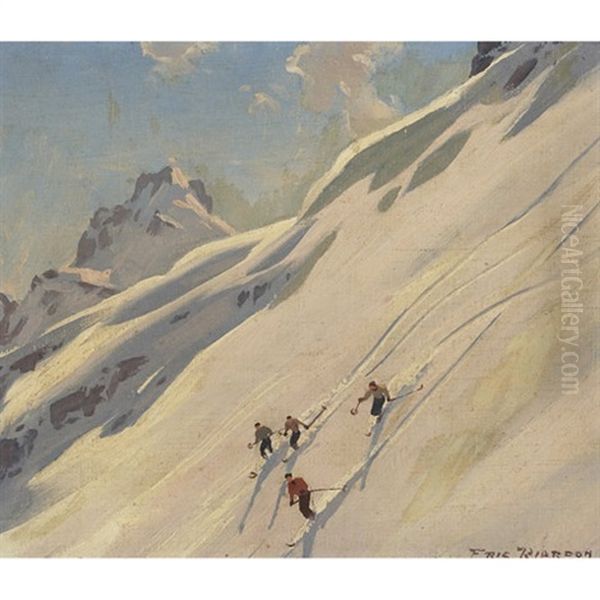 Skiers Oil Painting by Eric Riordon