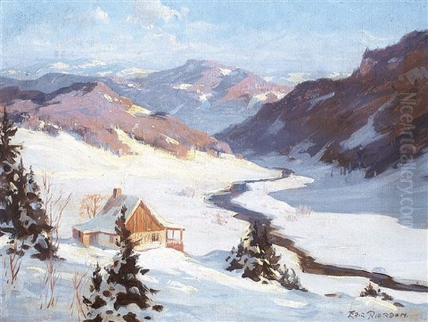 A Sunny Winter's Day Oil Painting by Eric Riordon