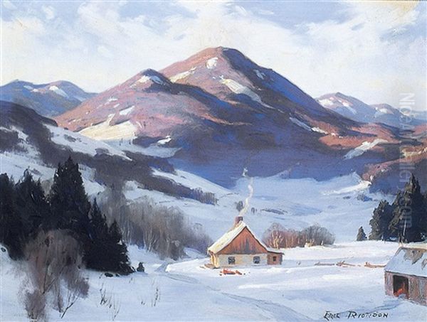 Cache River Country, Que., Winter Oil Painting by Eric Riordon