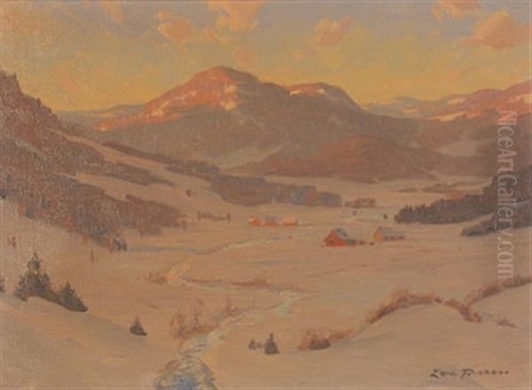 Misty Winter Day Near Prestmont, Que. Oil Painting by Eric Riordon