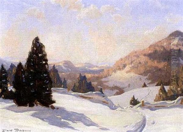 Ski Trail, St. Adele, Que. Oil Painting by Eric Riordon