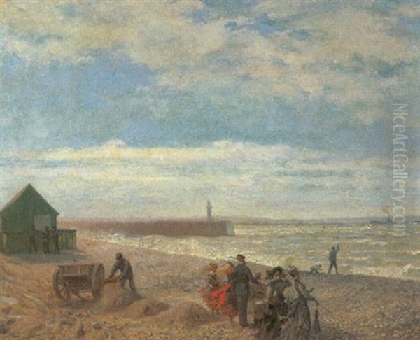 Gaste Am Normannischen Strand Oil Painting by Edouard Riou