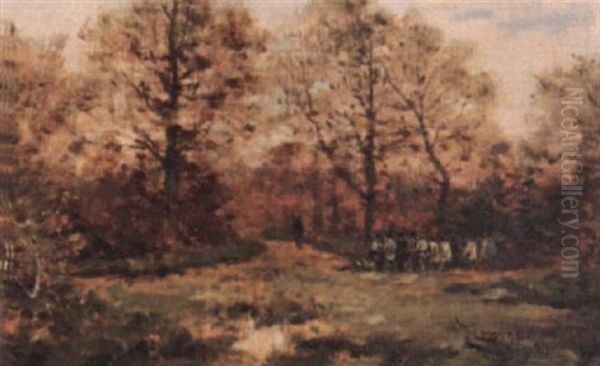 Soldiers In A Forest Oil Painting by Edouard Riou