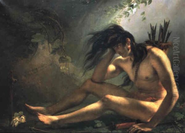 Chactas Au Tombeau D'atala Oil Painting by Louis Edouard Rioult