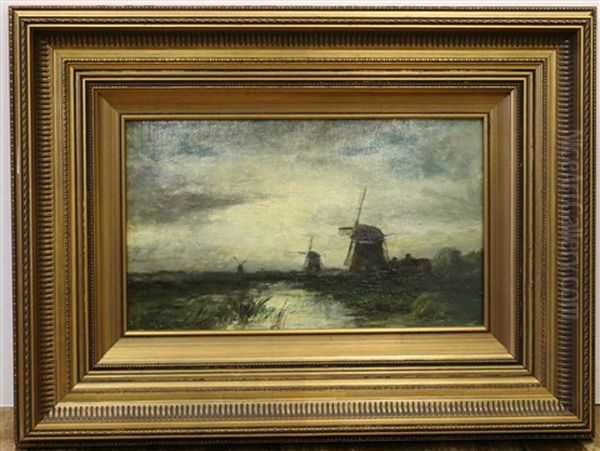 Molens In Polderlandschap Oil Painting by Willem Cornelis Rip