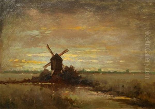 Landscape With Mill Oil Painting by Willem Cornelis Rip