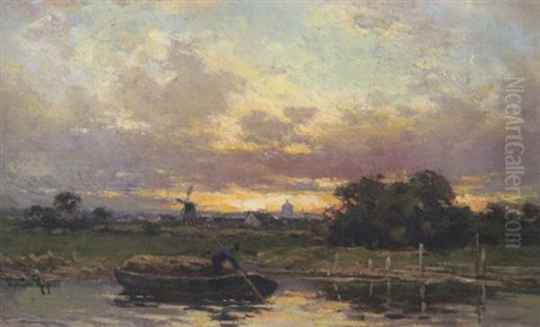 Hollandische Landschaft Bei Abendsonne Oil Painting by Willem Cornelis Rip