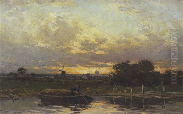 Hollandische Landschaft Bei Abendsonne Oil Painting by Willem Cornelis Rip